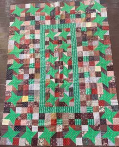Brown, tan, and green quilt