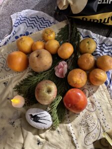 Collection of fruit - street altar